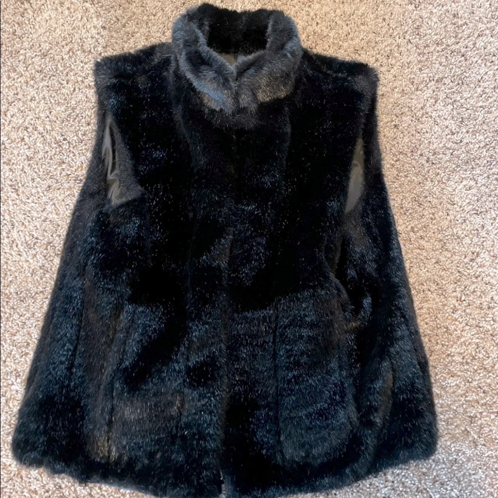 Faux fur vest/ reversible, Like new